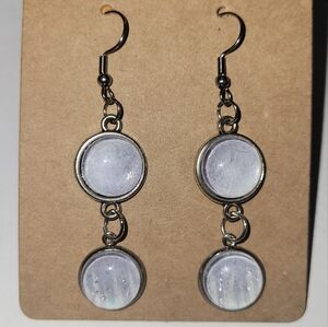 Handmade Lavender and White Sparkly Earrings